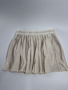 aerie Pleated Mini Skirt in Light Beige/Cream